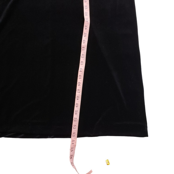 Huis Clos Velour Midi Dress 12 Women Black Short Sleeve Velvet Mesh Soft Vintage - Picture 4 of 10